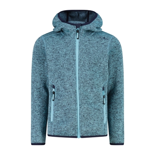 Bluza polarowa dziewczęca CMP z kapturem Knit Tech - granatowa 3H19825/19EZ
