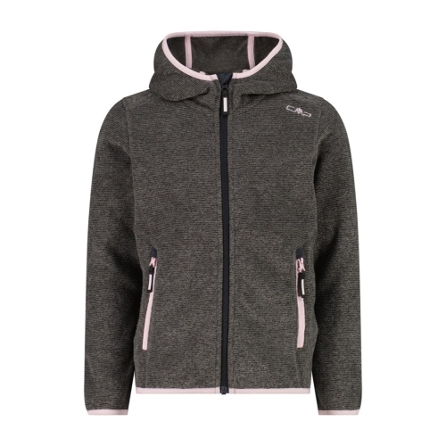Bluza polarowa dziewczęca CMP rozpinana z kapturem - szara 3H19825A/U423
