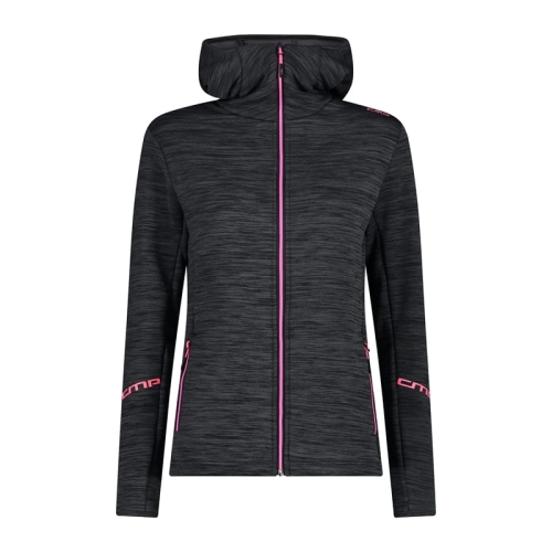Bluza turystyczna damska CMP rozpinana z kapturem - szara 33E6146/U817
