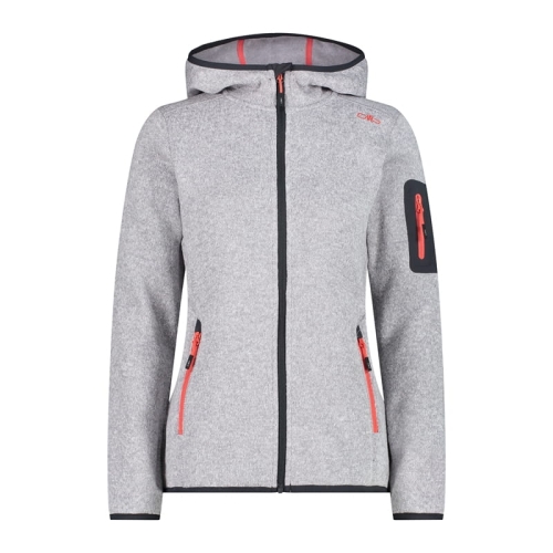 Bluza polarowa damska CMP rozpinana z kapturem Knit Tech - szara 3H19826/26UN