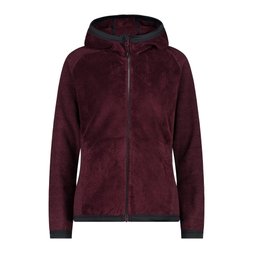 Bluza polarowa damska CMP rozpinana z kapturem HighLoft - bordowa 33P2326/C919