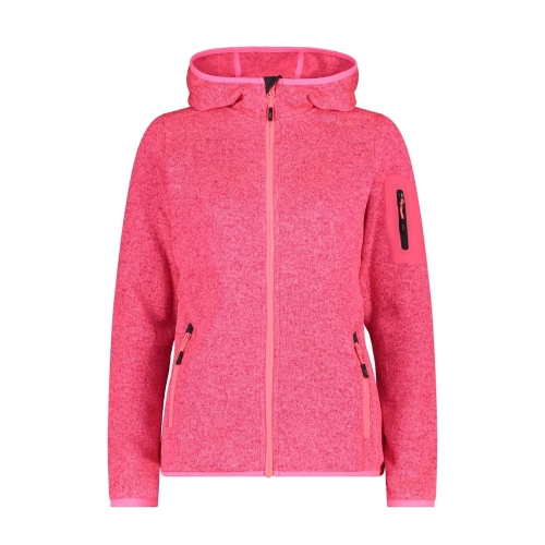 Bluza polarowa damska CMP rozpinana z kapturem Knit Tech - różowa 3H19826/11CP