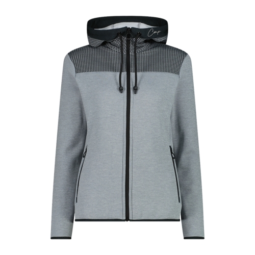 Bluza turystyczna damska CMP rozpinana z kapturem - szara 35E4146/A277