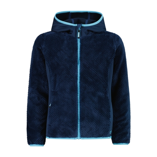 Bluza polarowa dziewczęca CMP z kapturem HighLoft - niebieska 35P1545/M928